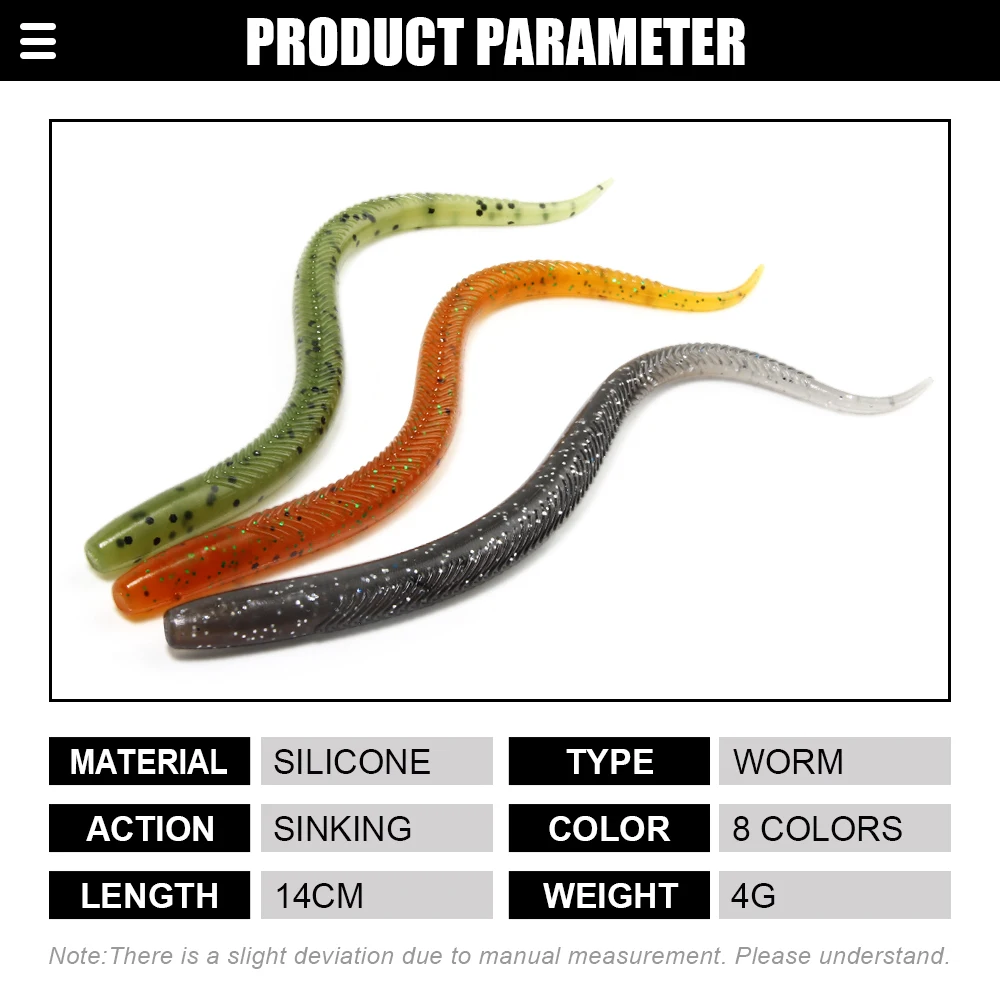 Spinpoler 10pc Fishing Bass Lure Wacky Worm Soft Bait Artificial Plastic  Stick Baits 140mm/4g For Perch Pike Trout Snook Samlmon