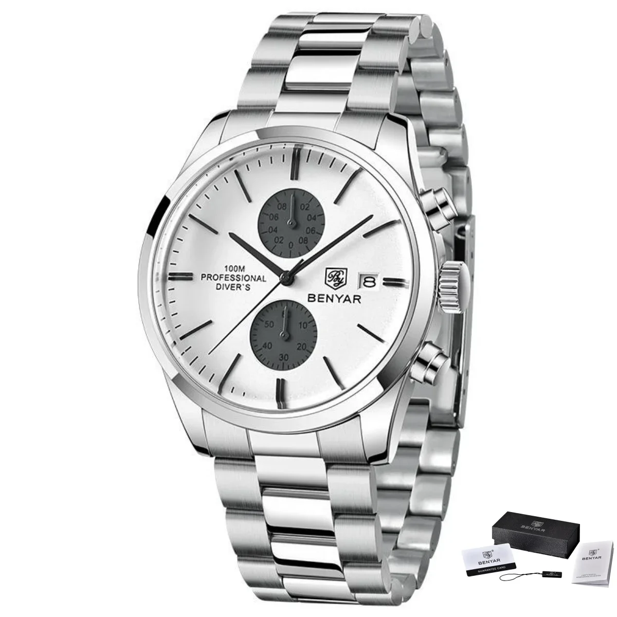 Deluxe BENYAR Men's Leather Chronograph Watch - Waterproof Luxury Sports Timepiece