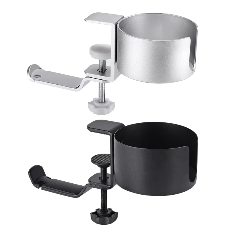 

Aluminum Alloy Headphone Holder Metal Earphone Stand - Swivels 360 Degrees Cup Holder Headset Hook Clamp 2 in 1 Space-sa 95AF