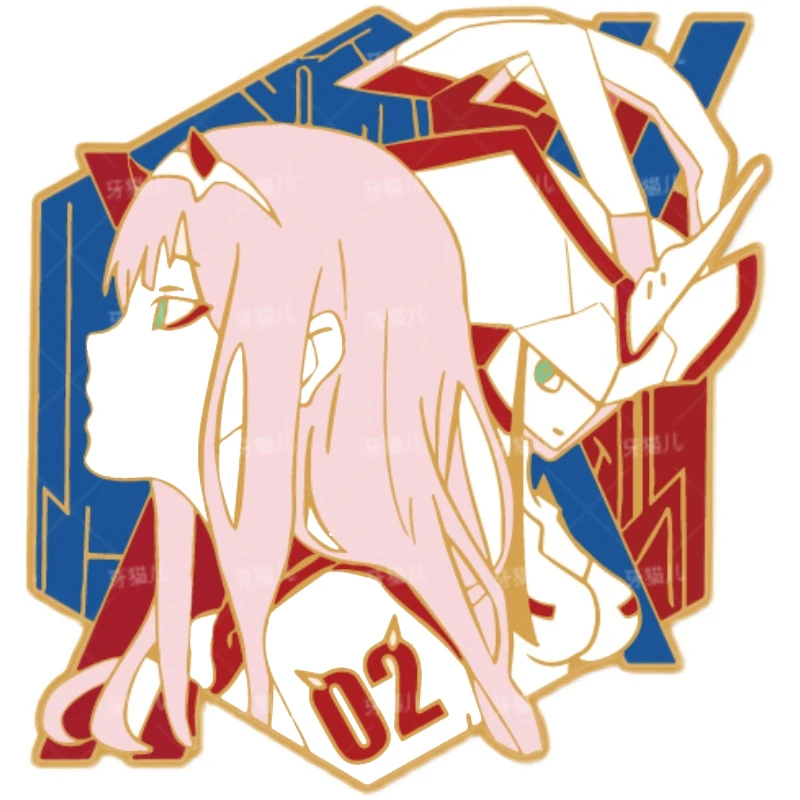 

Anime DARLING in The FRANXX Figure Figure Zero Two 02 Metal Clothes Hat Bag Coats Lapel Badge Tokisaki Kurumi Pin Fans Gifts