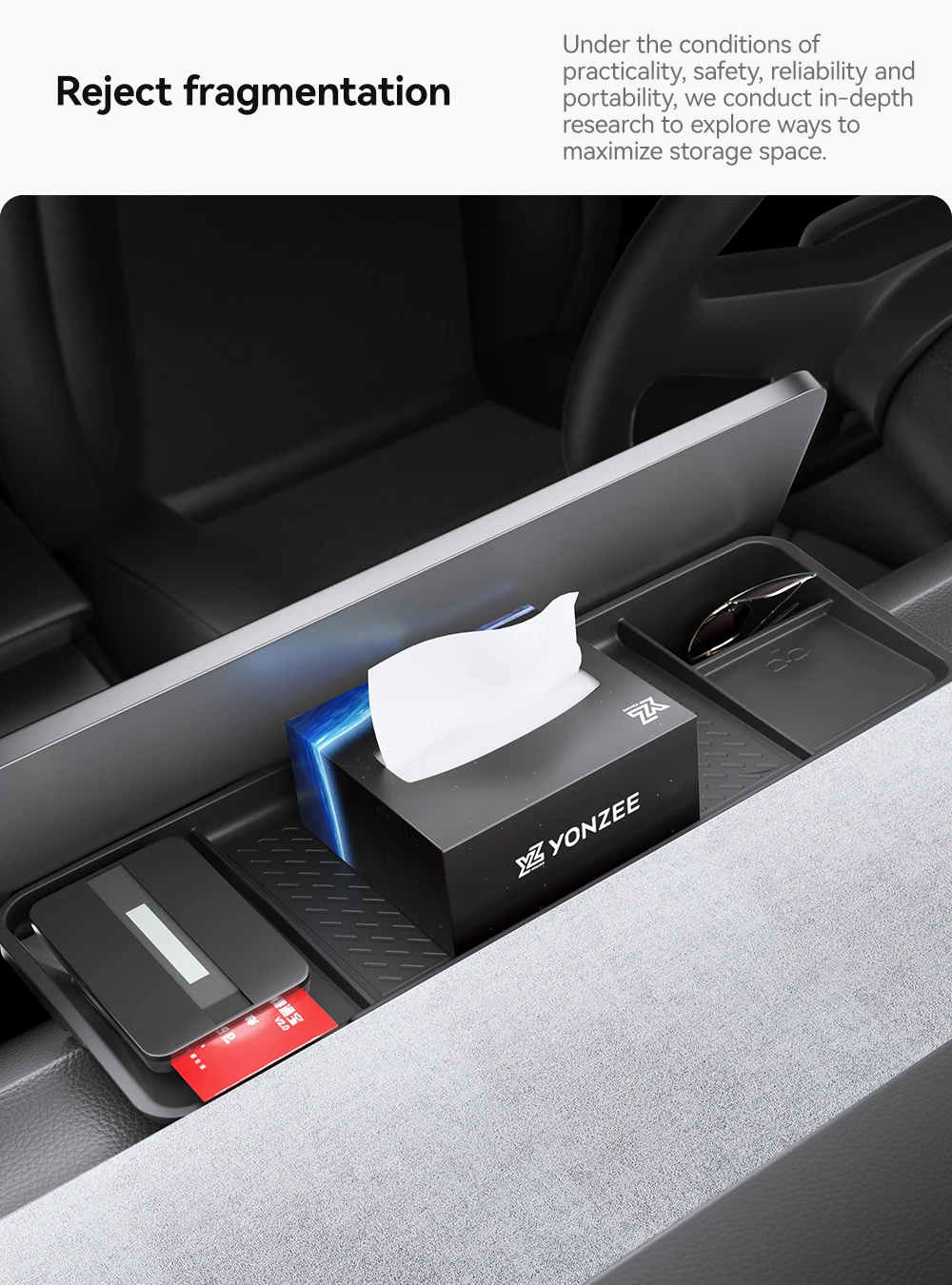 Storage Tray For Tesla Model Y Juniper 2025 Model 3 Highland Rear Screen Storage