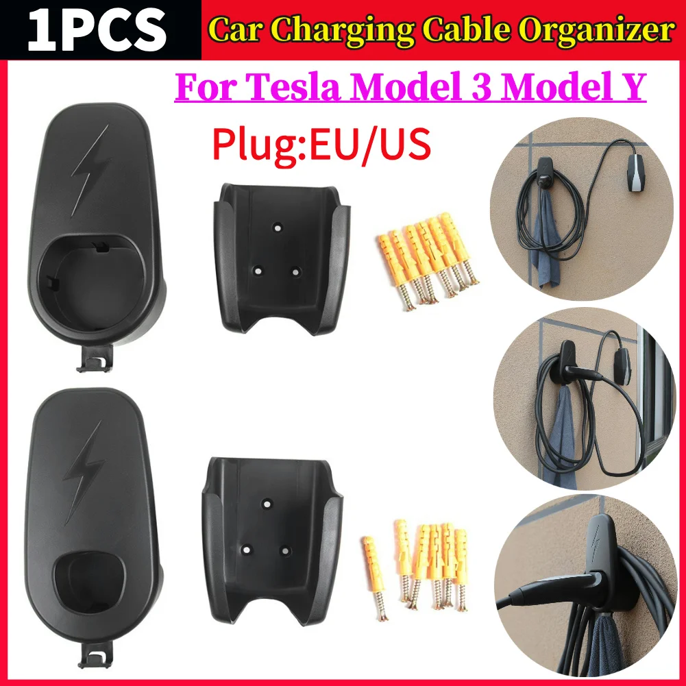 Ev Charger 1Pcs Car Charger Control Holder Chassis Bracket Charger Cable Wall Holder Stand For Tesla Model 3 Y Car Parts