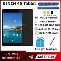 Android 8/10 Tablet 8INCH M8 4G Phone Call 1920x1200 Pixels MTK6797 10-Core 1.6GHz 3GB RAM 32GB ROM Support GPS Dual SIM Card 1