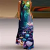 Vintage Print Maxi Dress For Women Summer Loose Sleeveless Long Dresses Elegant Lady V Neck Pocket Boho Beach Sundress Vestidos 2