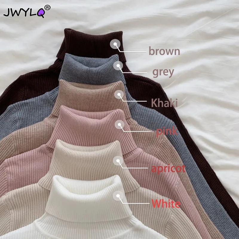 

Korean Basic Turtleneck Candy Colors Pullover Sweater Women Autumn Winter Thick Slim Inner Knitted Sweater New Preppy Style Tops