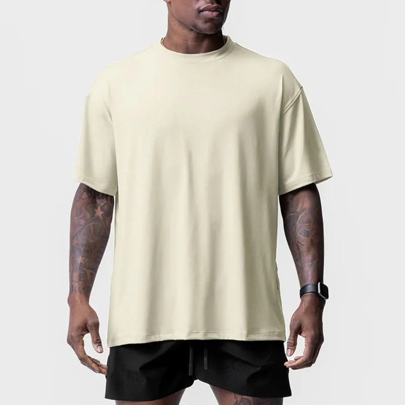 

Summer Men's T-shirt Loose Round Neck Short Sleeve Solid Color T-shirt Men Quick Drying Breathable Base Shirt Men T Shirt