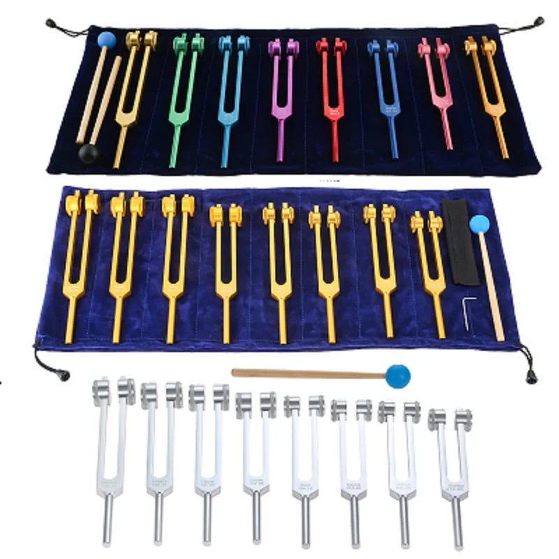 

8Pcs Solfeggio Tuning Forks with Hammer 126.22/136.1/141.27/172.06/194.18/210.42/221.23/272.2 Hz for Healing/Sound Therapy/Yoga