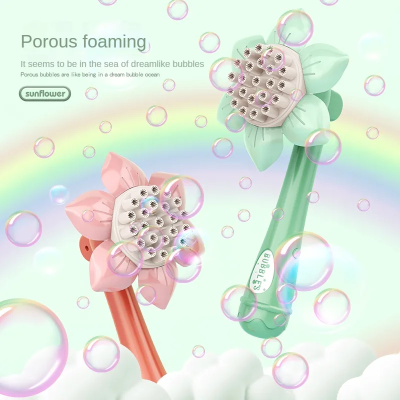 Children's Sunflower Bubble Toy Handheld Bubble Boy Girl Outdoor Gift Toy (excluding Bubble Liquid And Battery) 3