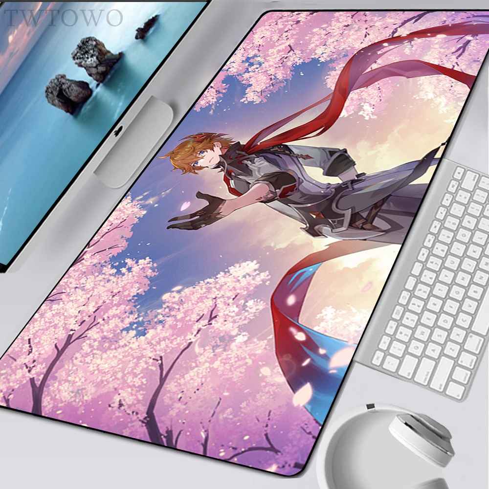 

Mousepad New XXL Custom Desk Mats keyboard pad Mouse Mat Genshin Impact Tartaglia Natural Rubber Carpet Office Desktop Mouse Pad
