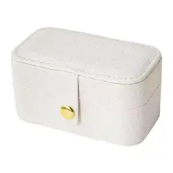 Compact Travel Jewelry Organizer with Removable Ring Slot, PU Leather Finish (White)