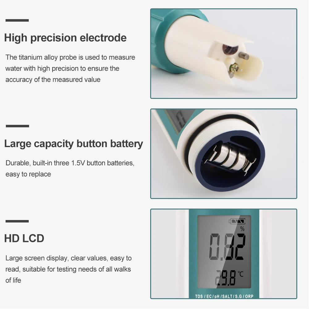  7 in 1 PH/TDS/EC/ORP//S. ļ  G/µ 跮  ׽, PH 跮