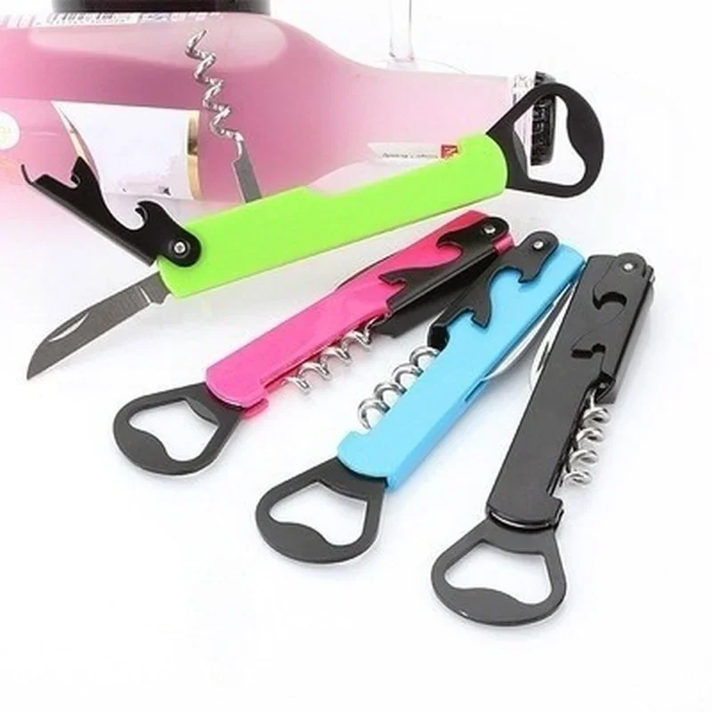 1Pcs Steel Metal With Plastic Handle Home Party Multifunctional Wine Opener Beer Bottle Cap Opener Corkscrew Corkscrew Stainless