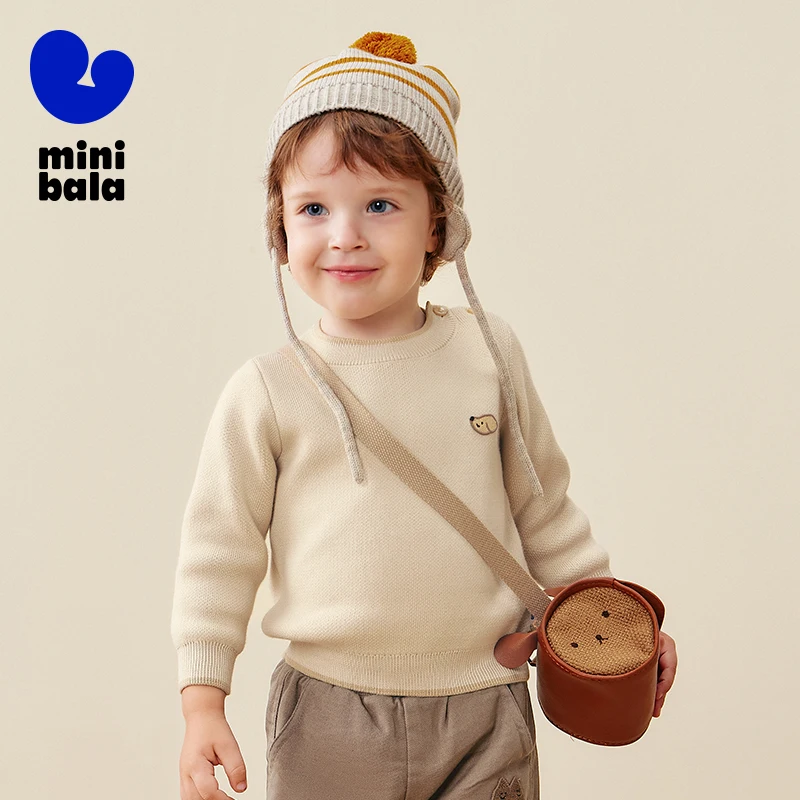 미니 발라 남아 여아  세미 하이넥 스웨터 베이스 레이어 피부 친화적 따뜻한 상의 2025 신상 겨울