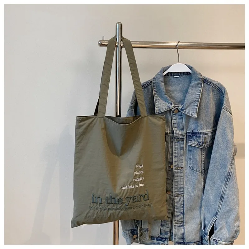 Letter Print Simple Nylon Shoulder Bag Large Capacity Solid Casual Tote Handbag 2024 Hot Sale Bags for Women Bolsas Femininas