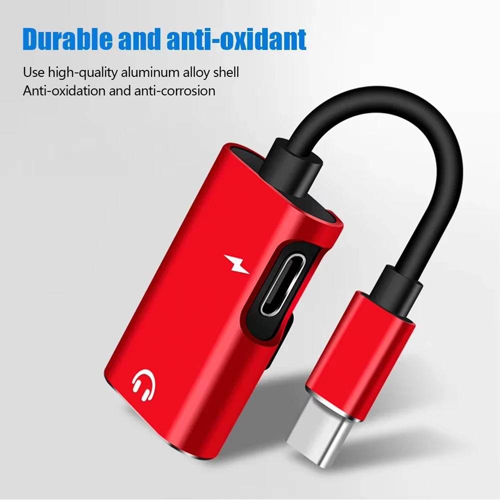 2 in 1 Upgrade Type C To 3.5mm Jack Audio Splitter Headphone Cable USB-C Earphone Aux 3.5mm Adapter Charger For Xiaomi Huawei