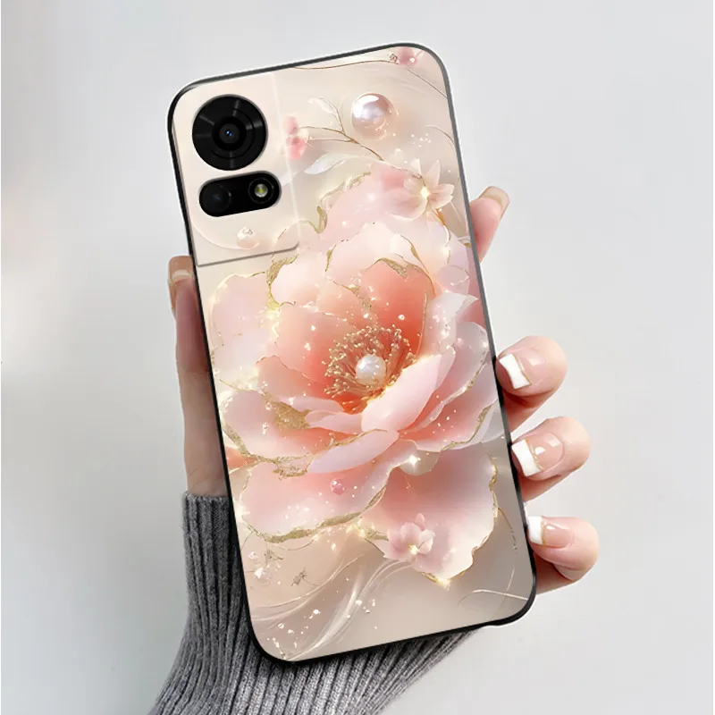 Luxury Butterfly Flowers Black Shockproof Soft Silicone Bumper Phone Case