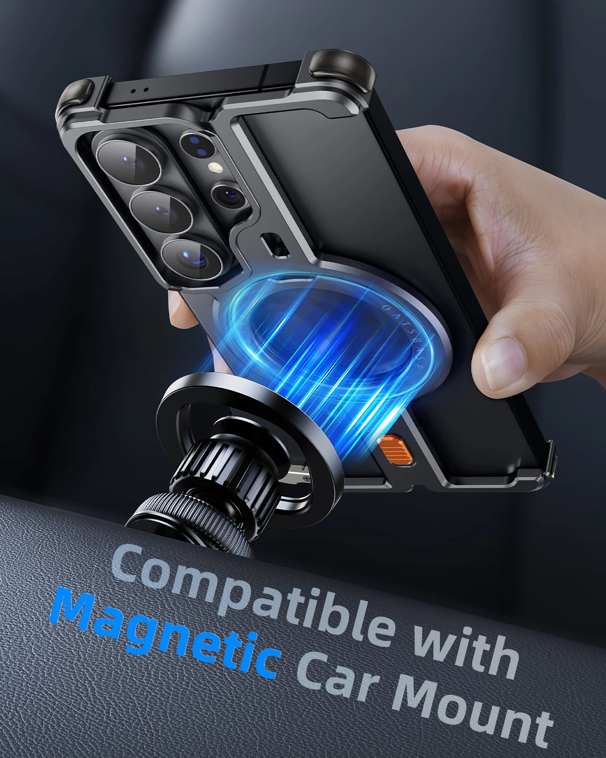 Eary Metal Frameless Shockproof Phone Case with 360° Rotatable Magnetic Kickstand