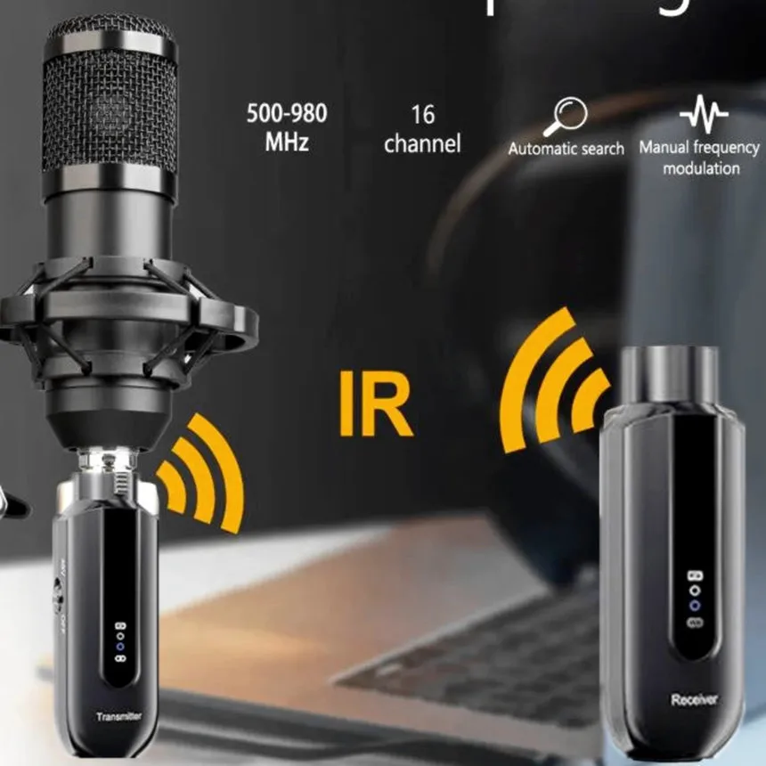XIAOKOA 무선 마이크 시스템 XLR 마이크 변환기 어댑터, 콘덴서 다이나믹 마이크용 자동 송신기 설정, 2.4GHz