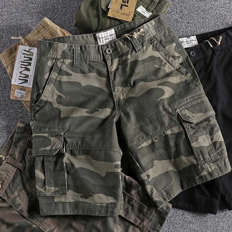 

Fashion Camouflage Overalls Shorts Men's Loose American Casual Five-point Pants Summer New Trend Sports Breeches Pure Cotton
