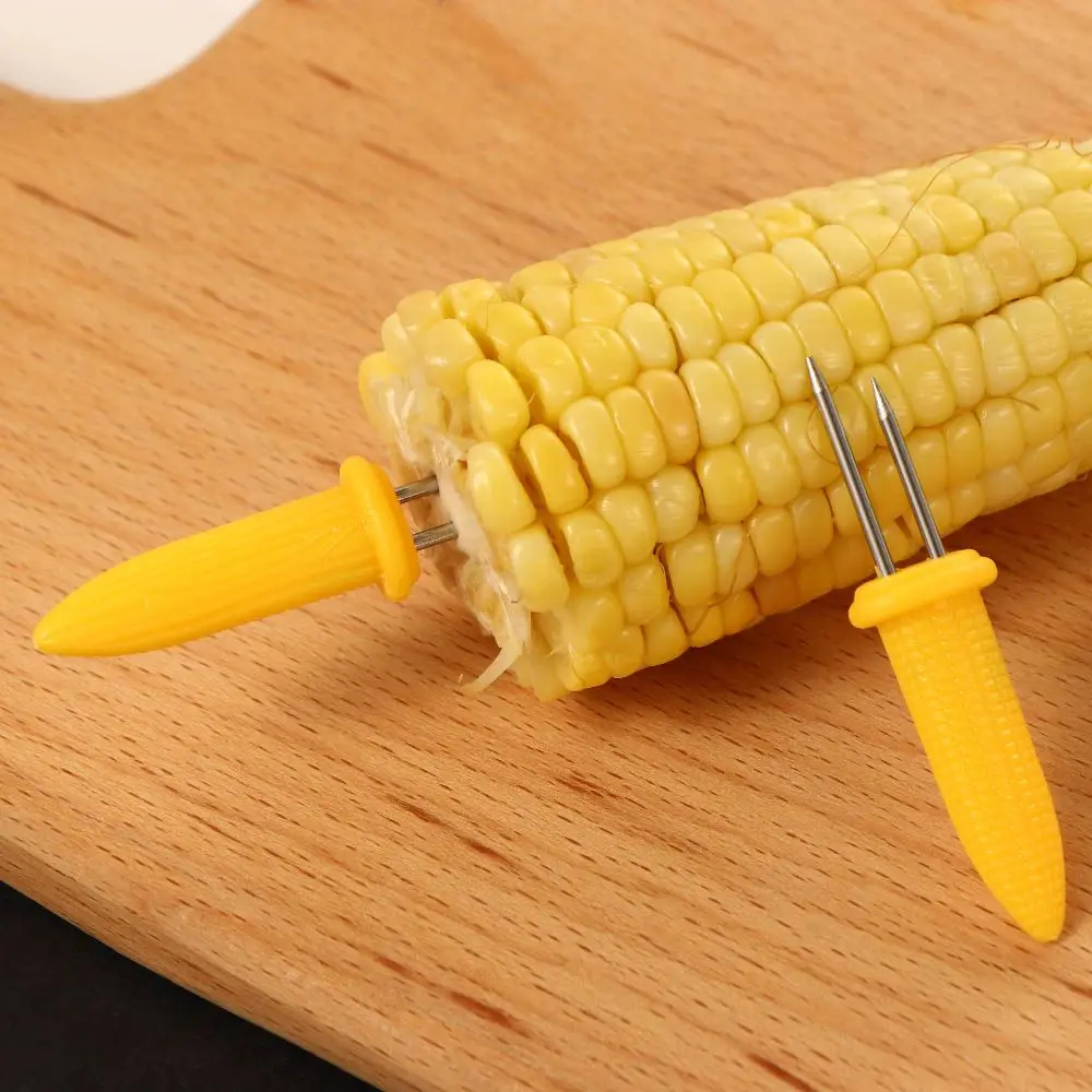 Picnic Plastic BBQ Supplies Fruit Forks Corn On the Cob Kitchen Gadget Home Corn Skewer Holder Grilling Fork BBQ Prong Set