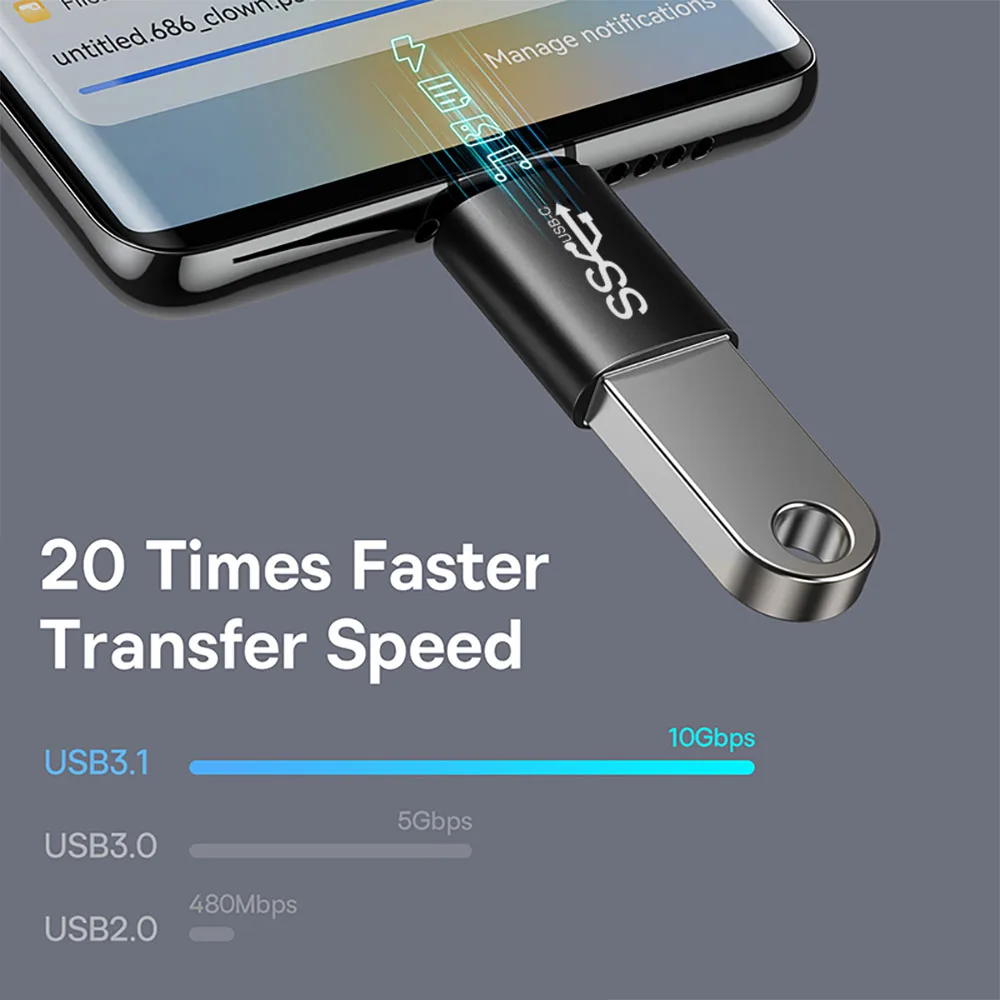 Eonline 3D USB 3.1 OTG Adapter Type-C to USB-A USBC Type C Converter For Macbook Xiaomi Huawei Samsung 10Gbps Data OTG Adapter