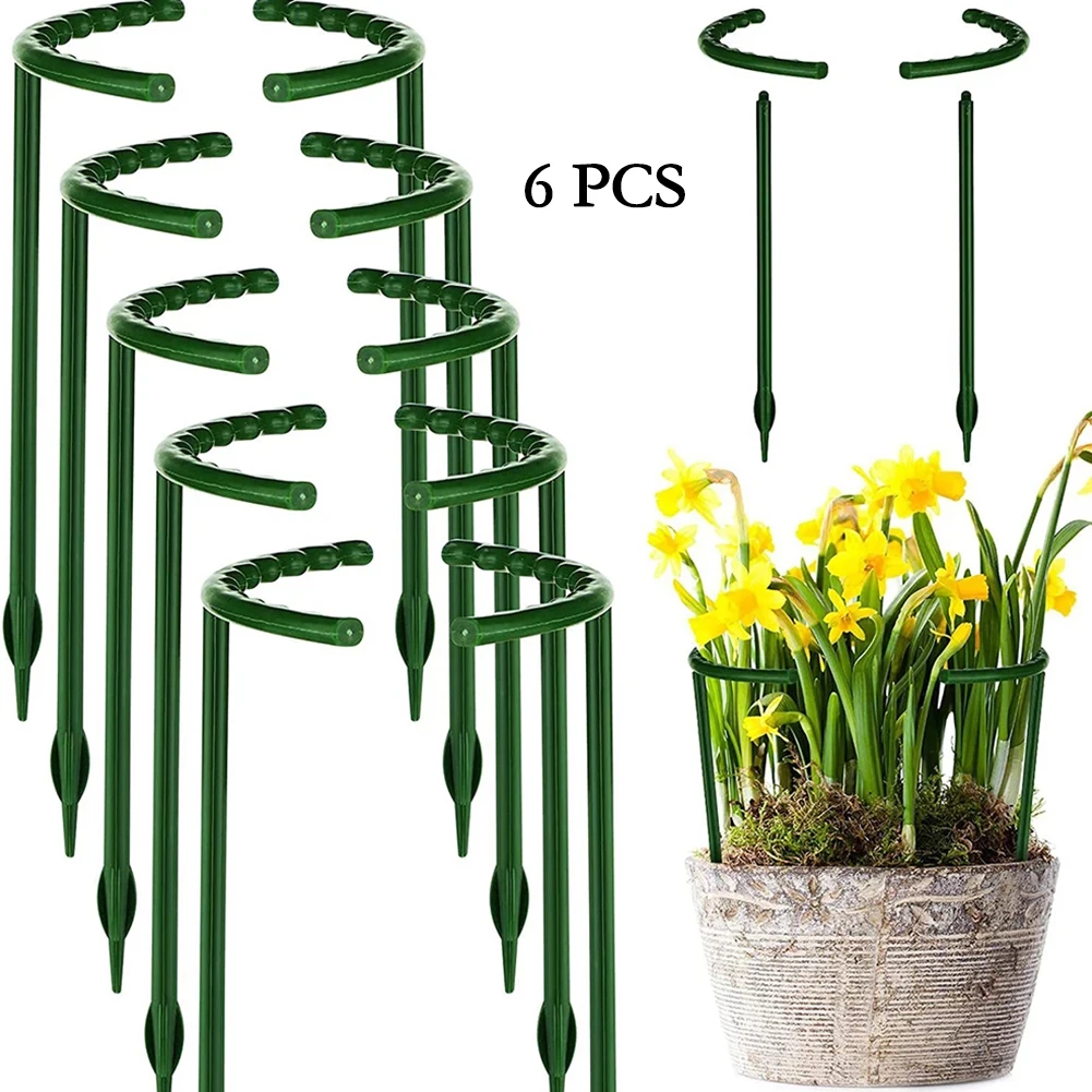 

6Pcs Plastic Plant Support Pile Frame Greenhouse Arrangement Semicircle Fixed Rod Indoor Flower Plant Vine Climbing Bracket