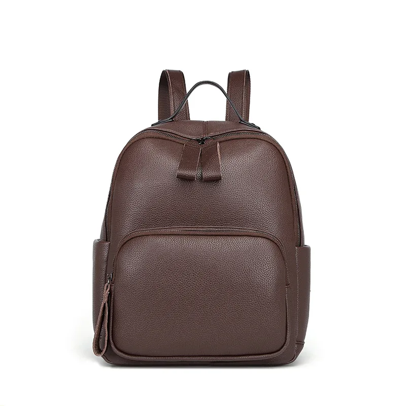 New 2023 Travel Leather Soft Leather Lightweight Simple Cowhide Travel Backpack For Teenage Girls