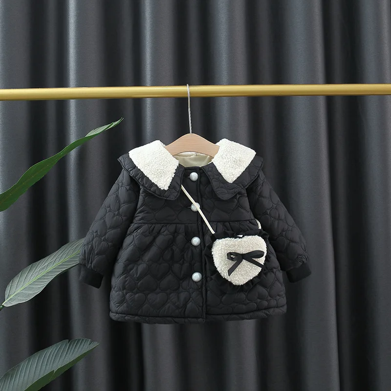 2pcs Baby Winter Clothes Set Fashion Overalls For Children Windproof Warm Girl Jacket Lapel Toddler Cotton Coat Kids Costume