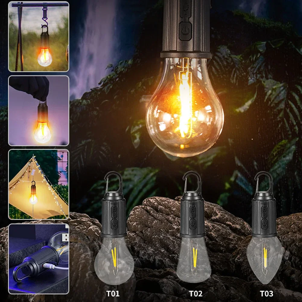 Portable Camping Light 600mAh LED Camping Lamp with Hook Portable Lighting Lantern Type C Charging Waterproof for Hiking Fishing camping lamp camping lights