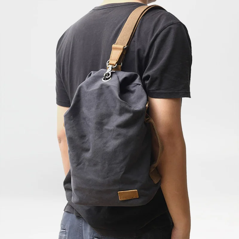 

Tide bag simple personality new canvas chest bag men's fashion casual diagonal cross bucket bag outdoor shoulder men's