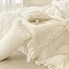 Korean Princess Style Lace Ruffles Bedding Set Solid Color Duvet Cover Set Flat/Fitted Bed Sheet Pillowcases With Pillowcases 4