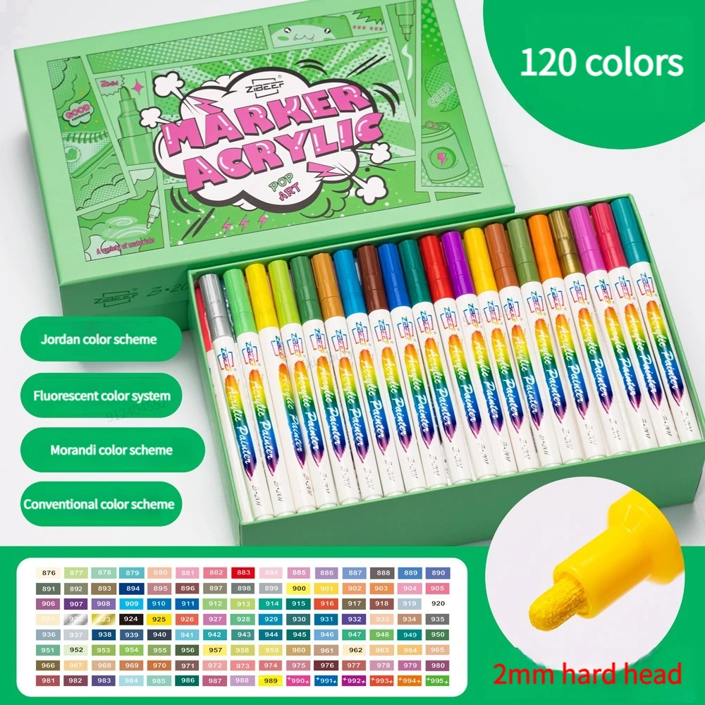 

120/12 Colors Acrylic Paint Marker Pens Set Art Markers Painting Pen Graffiti for Stone Disc Mobile Phone Case Shoe Ceramic