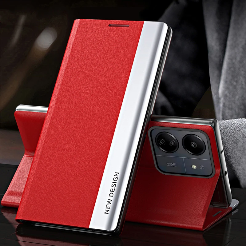 Leather Flip Case with Stand and Enhanced Protection - Elegant Phone Cover