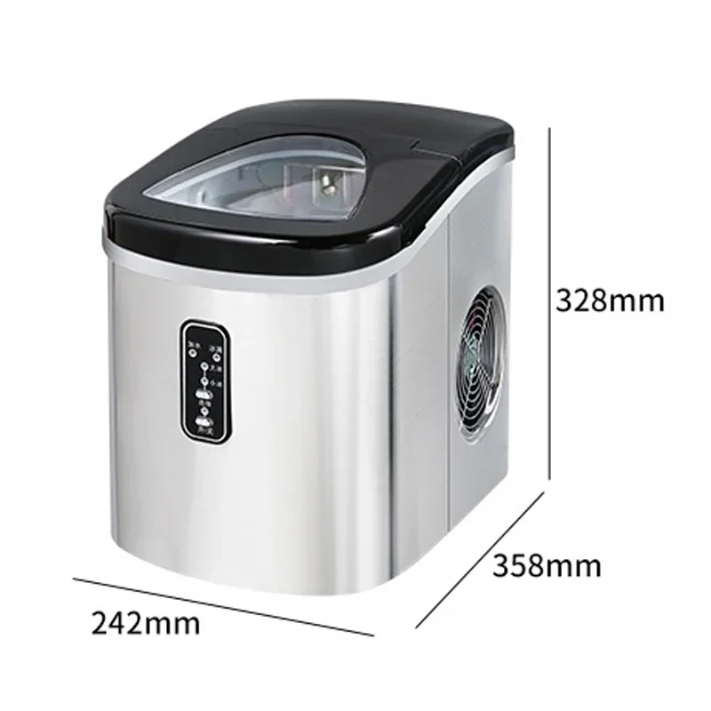 Ice Maker 15kg HZB-12SA Household Stainless Steel Desktop Manual Commercial Bar Ice Cube Making Machine
