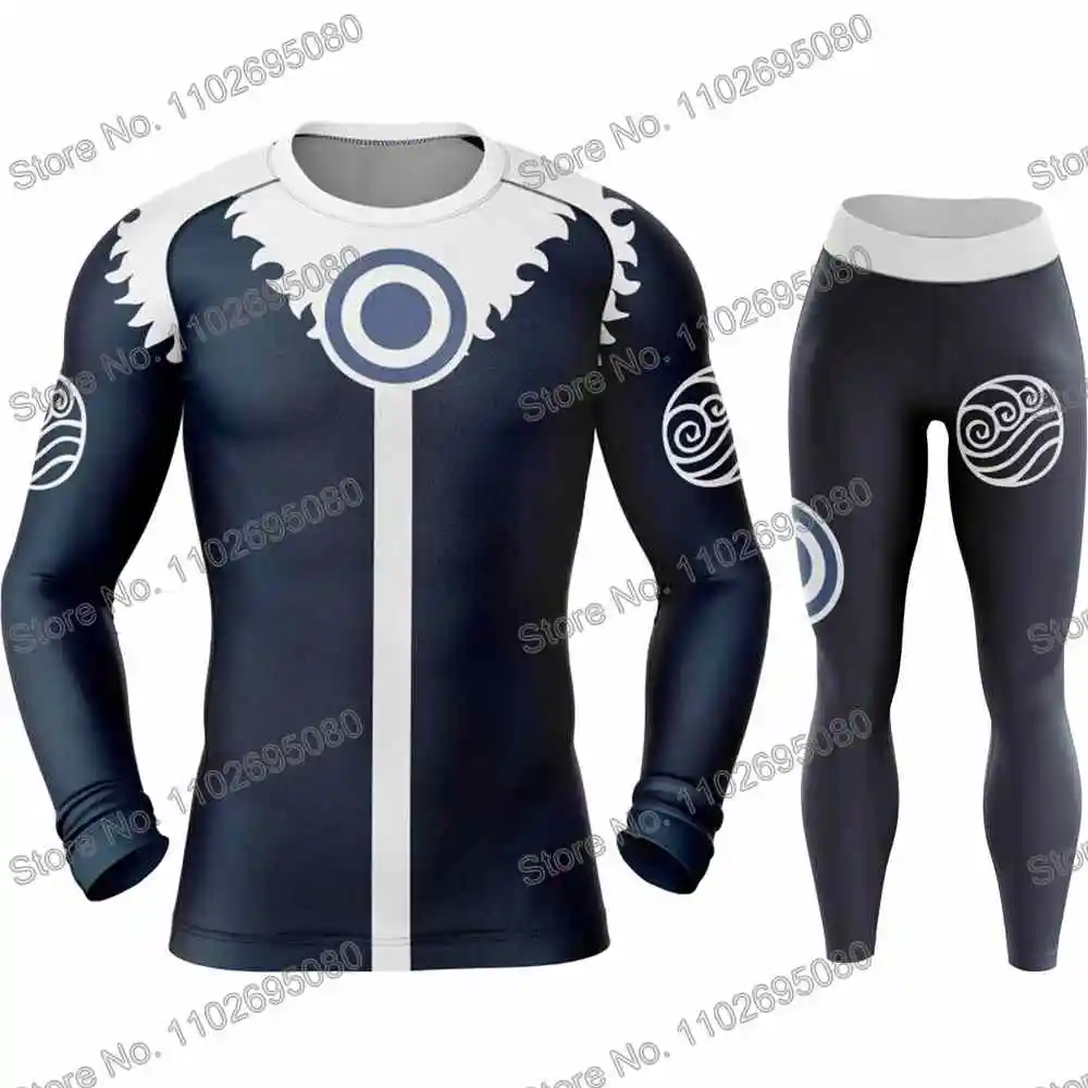 Airbenders Rash Guard Diving T-Shirt Pants BJJ Boxing MMA Swimwear Men Summer Long Sleeve Surf Clothing Women GYM Tops Sports