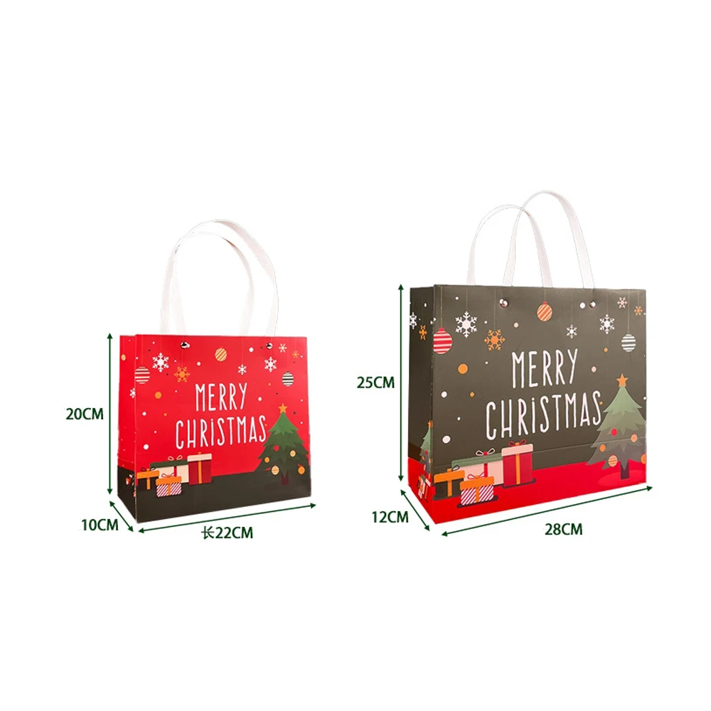 Christmas Paper Gift Packaging Bag With Handles Candy And Apple Tote Bag Creative Large Capacity Shopping Bag Party Supplies