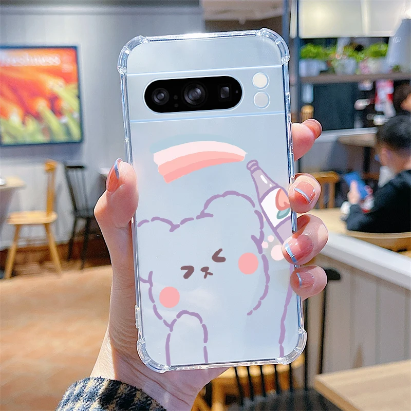 Pixel Series Happy Animal Transparent Phone Case Cover