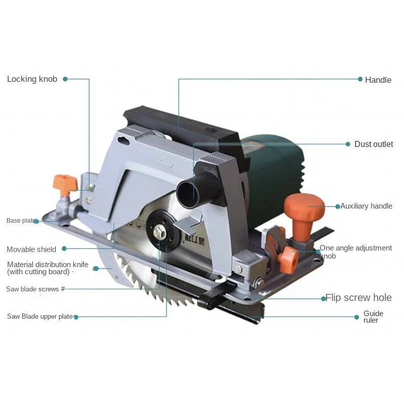 DF NEW 8 inch Woodworking Portable Household Radio Saw 220V/2200W Portable Flip-Chip Circular Saw Cutting And Slotting Machine