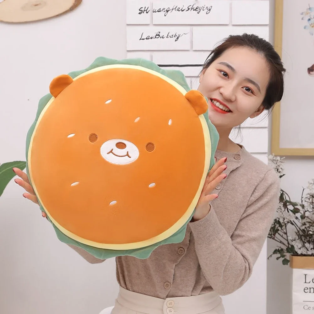 30cm Hamburger Throw Pillow Plush Toy Foodie Snack Bag Crawl Mat Sleep Multi Functional Creative Birthday Gift Boys And Girls