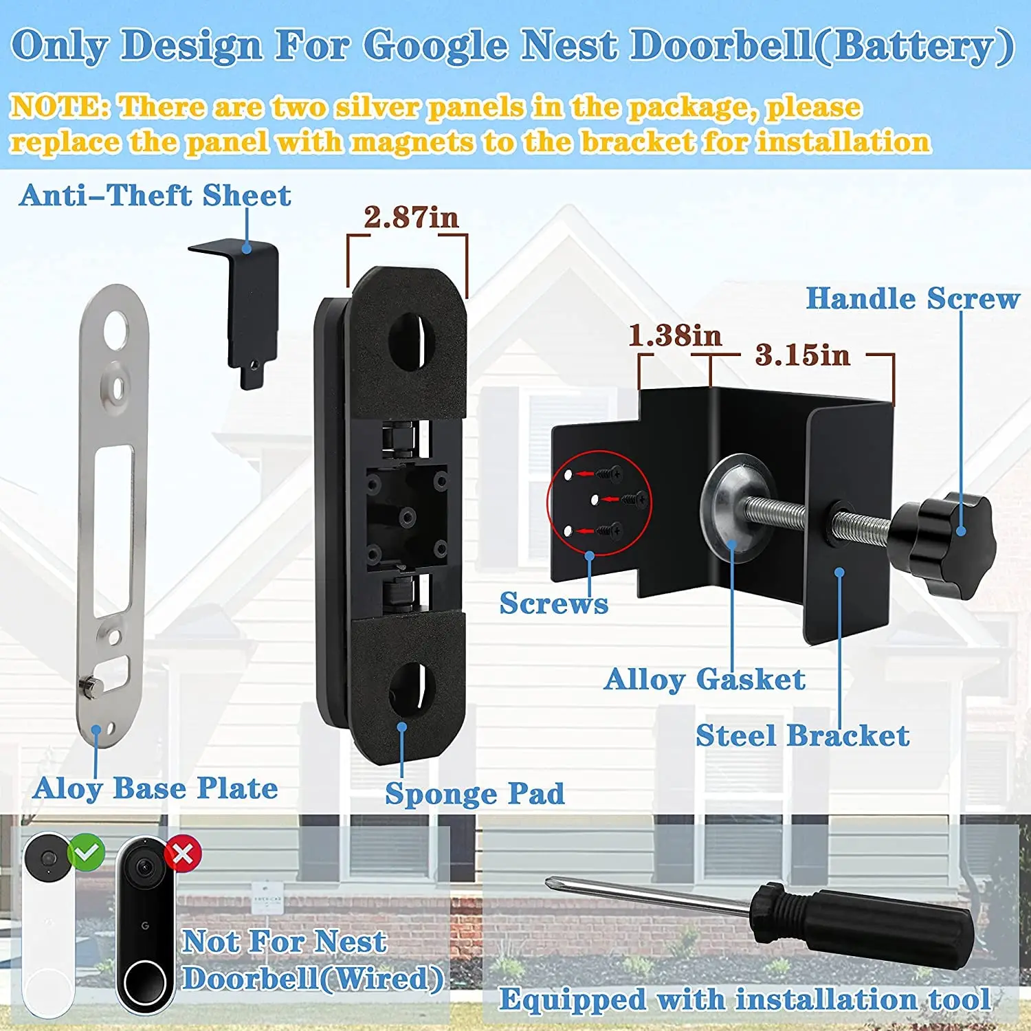 Google Nest Doorbell 、カバーセット FINTIE Cover for Google Nest Doorbell (Wired, 2nd gen), [2