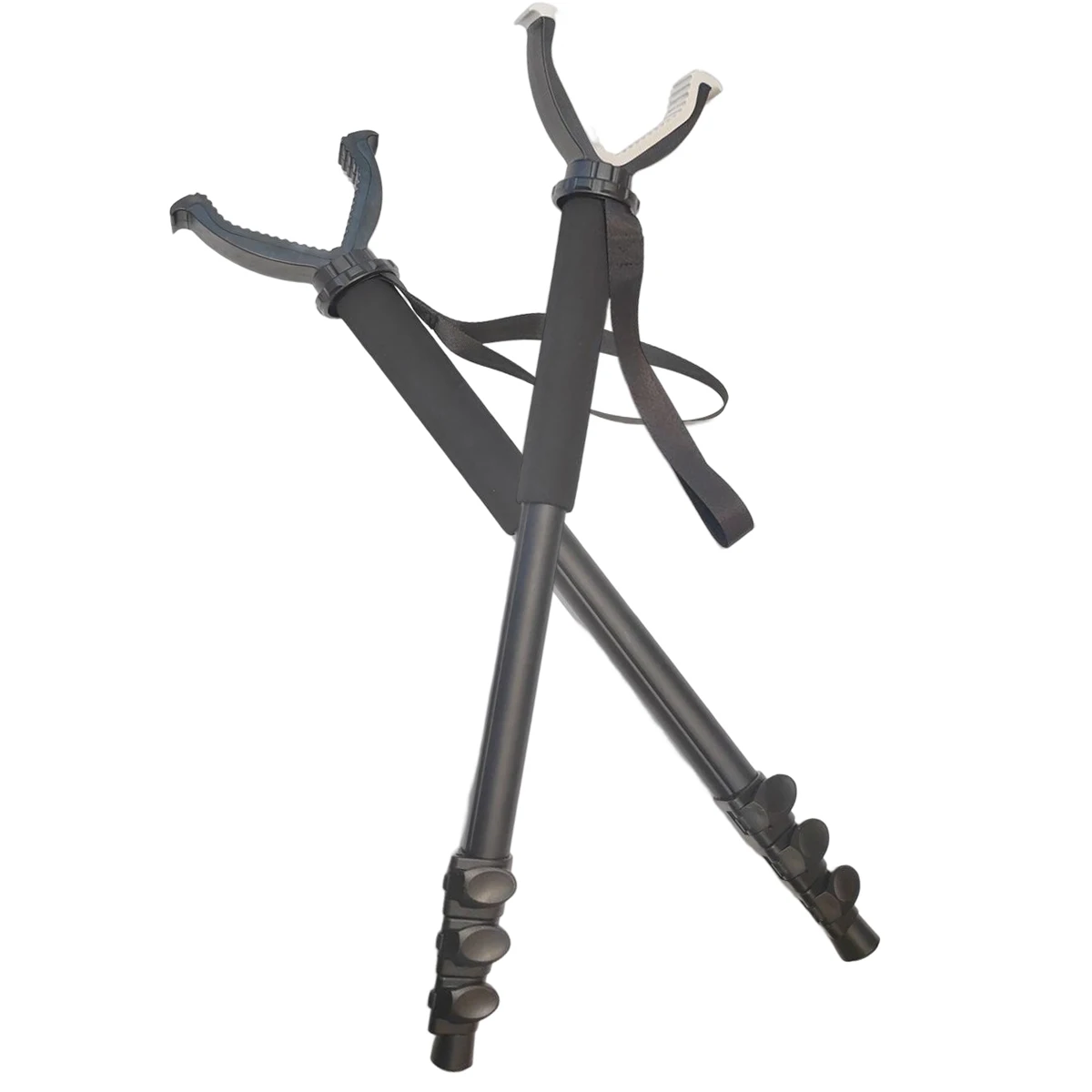Hunting Monopod Hunting Shooting Rack Tactical Adjustable Telescopic Monopod Shooting Rack Rotating V Yoke Mount Adapter for Hunting Shooting Stick Shoulder Strap