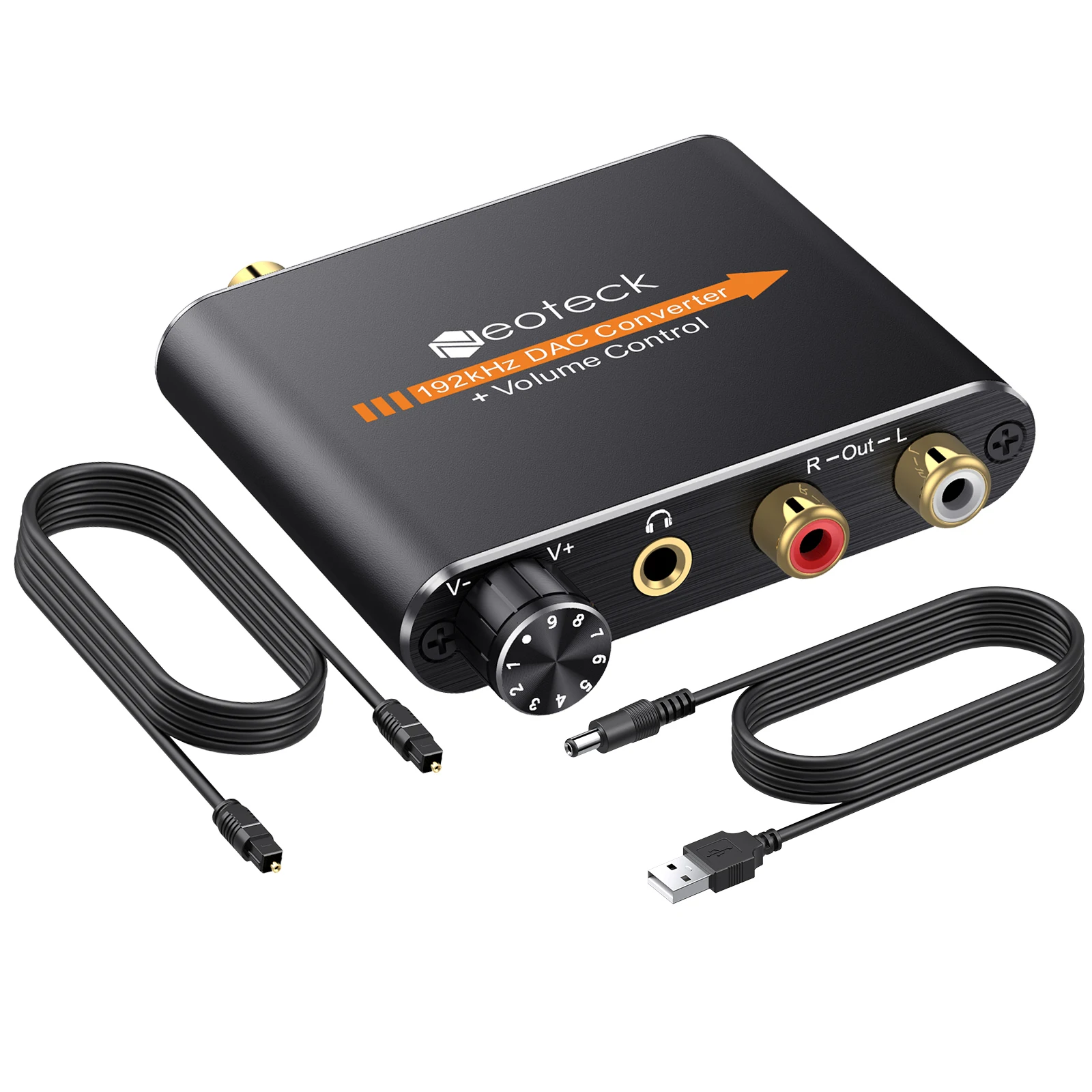 Digital to Analog Audio Converter Coaxial Toslink Optical to Analog Stereo RCA 3.5mm Jack 192kHz Aluminum DAC Converter Adapter