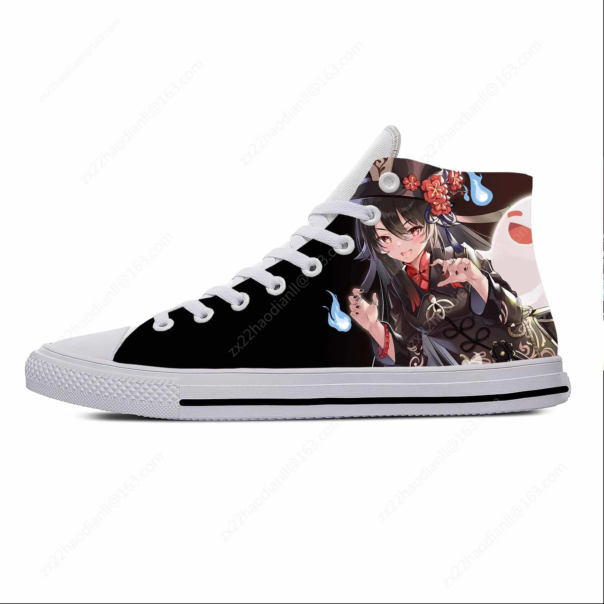 Anime Cartoon Manga Game Genshin Impact Hu Tao Casual Cloth Shoes High Top Lightweight Breathable 3D Print Men Women Sneakers