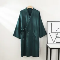 2026 Japanese New Spring/Summer Couple Kimono Robe 100% Cotton Crepe Cloth Men's and Women's Bathrobe Thin Home Sleeping Robe - Image 3