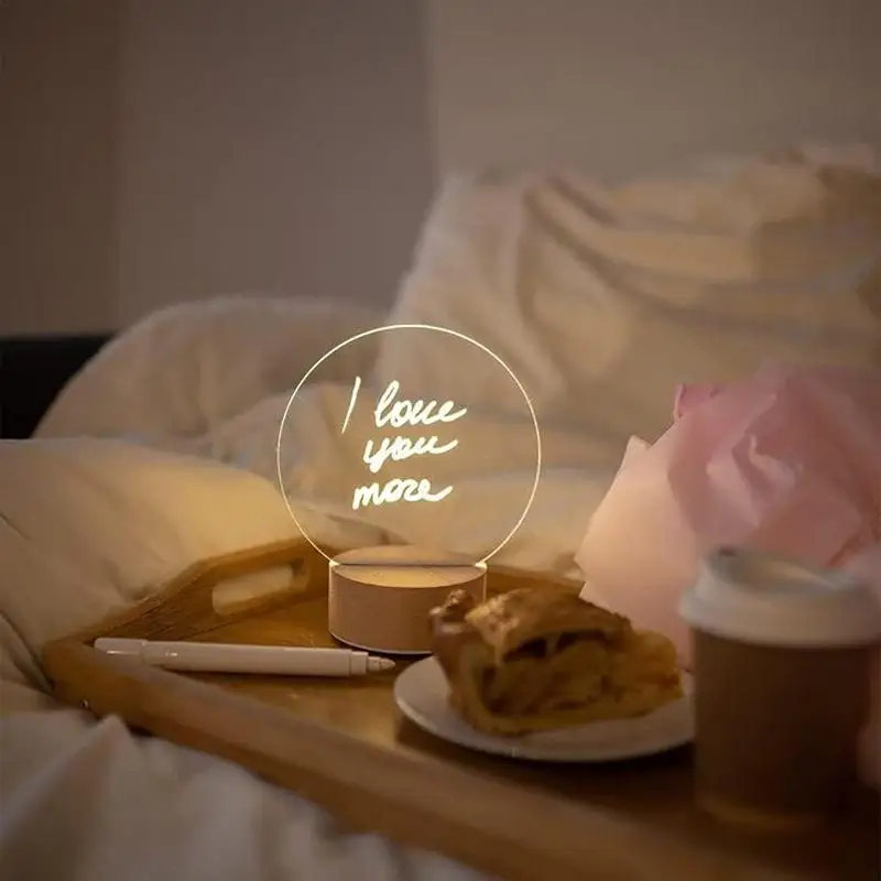 Acrylic Dry Erase Board With Light Desktop Note Board With Pen Soft Light Desk Lamp Wipeable And Rewritable Acrylic Dry Erase