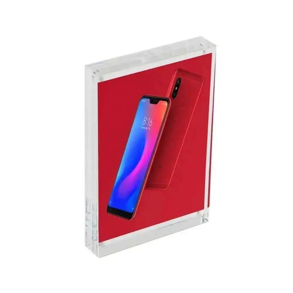 Transparent Acrylic Perspex Magnet Photo Block Picture Frame Clear Desk Sign Label Price Tag Holder Table Top Frame Double Side