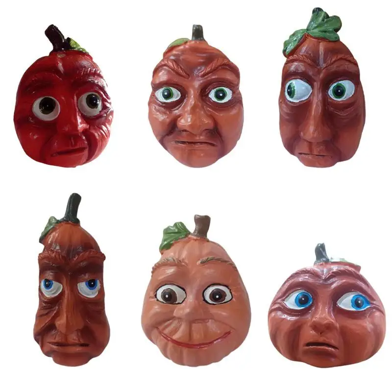 

3D Halloween Expressive Pumpkins Portable Halloween Horror Pumpkin Head Decorations Safe Resin Pumpkin Props Face Decoration