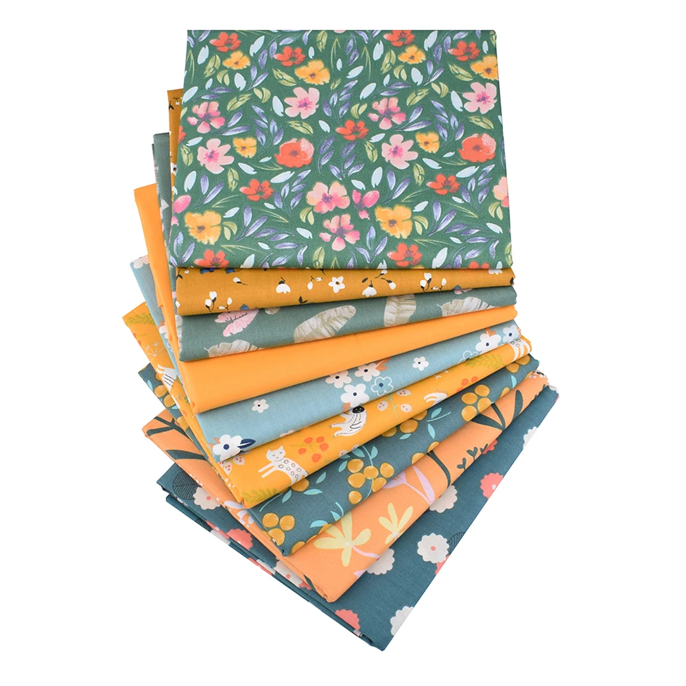 Chainho,Printed Twill Weave Cotton Fabric,Patchwork Cloth Bundle,DIY Quilting Sewing Material,20x25cm Or 40x50cm Per Piece