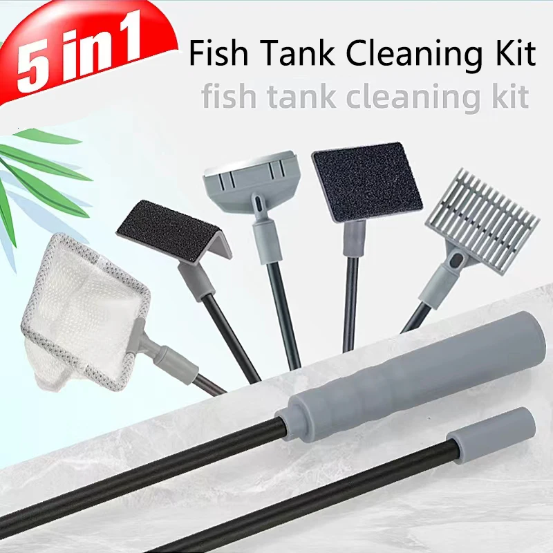Aquarium Fish Tanks Cleaning Tools Kit Algae Tank Cleaner Set Aquarium Cleaner Fish Tank Net Scraper Sponge accessories 1