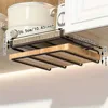 Kitchen Hanging Organizer Rack with Hook Under Cabinet Paper Towel Cloth Hanger Cutting Board Pot Lid Holder Warehouse Shelf 6